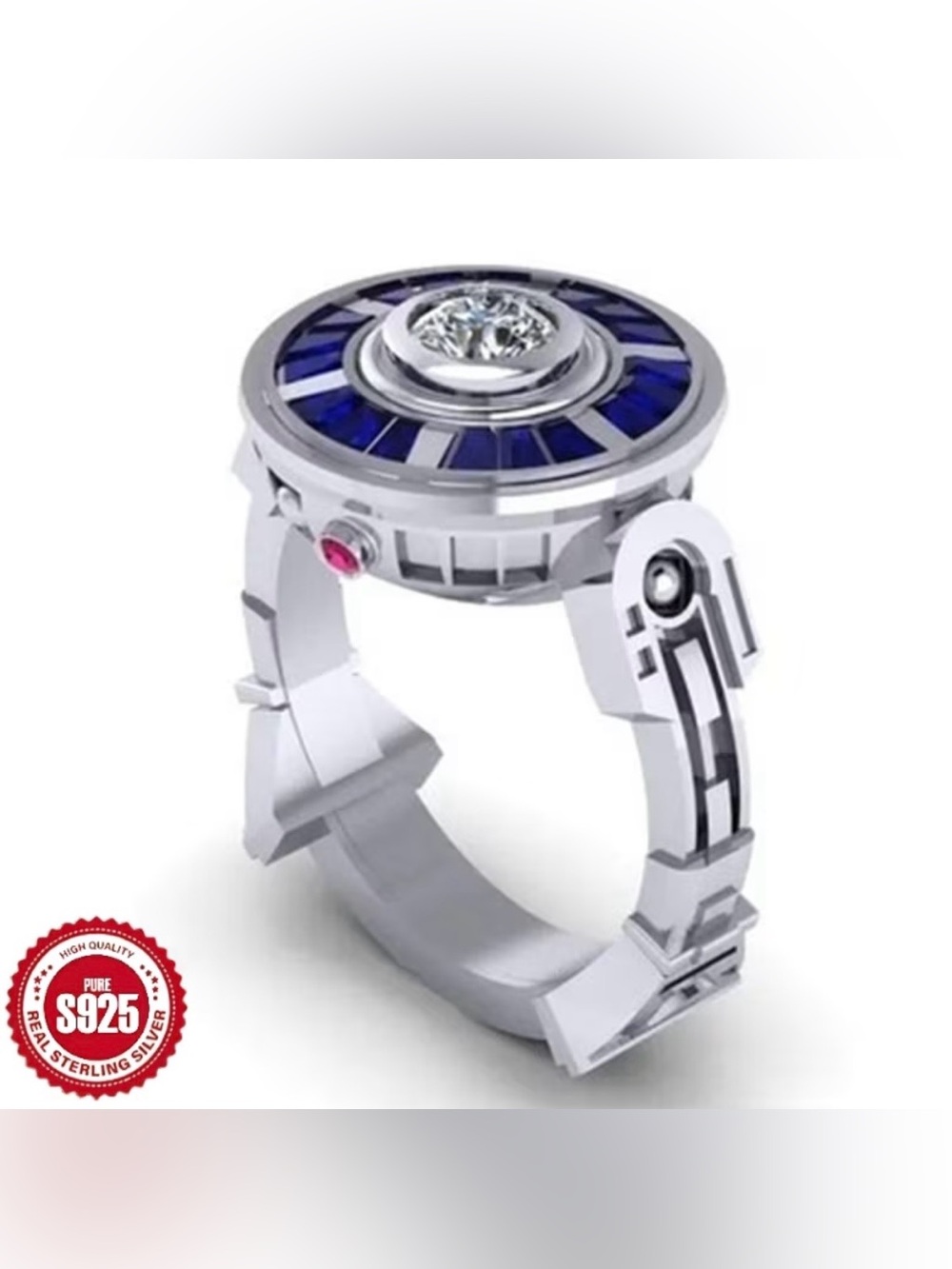 New! Star Wars R2-D2 925 Sterling Silver Jedi Robot Droid Ring Size 9 w Box
